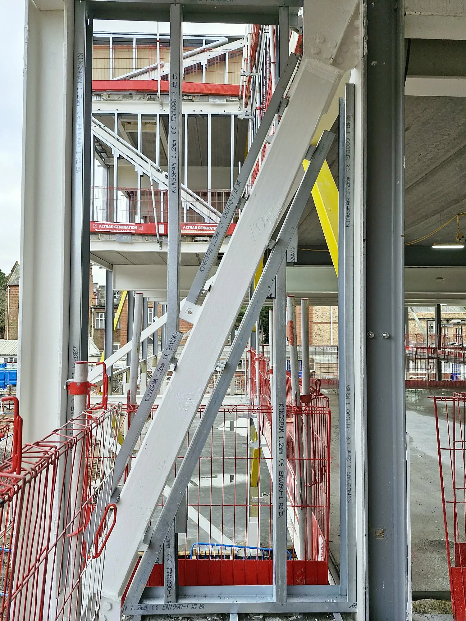 Steel stud framing fixed around a diagonal steel brace